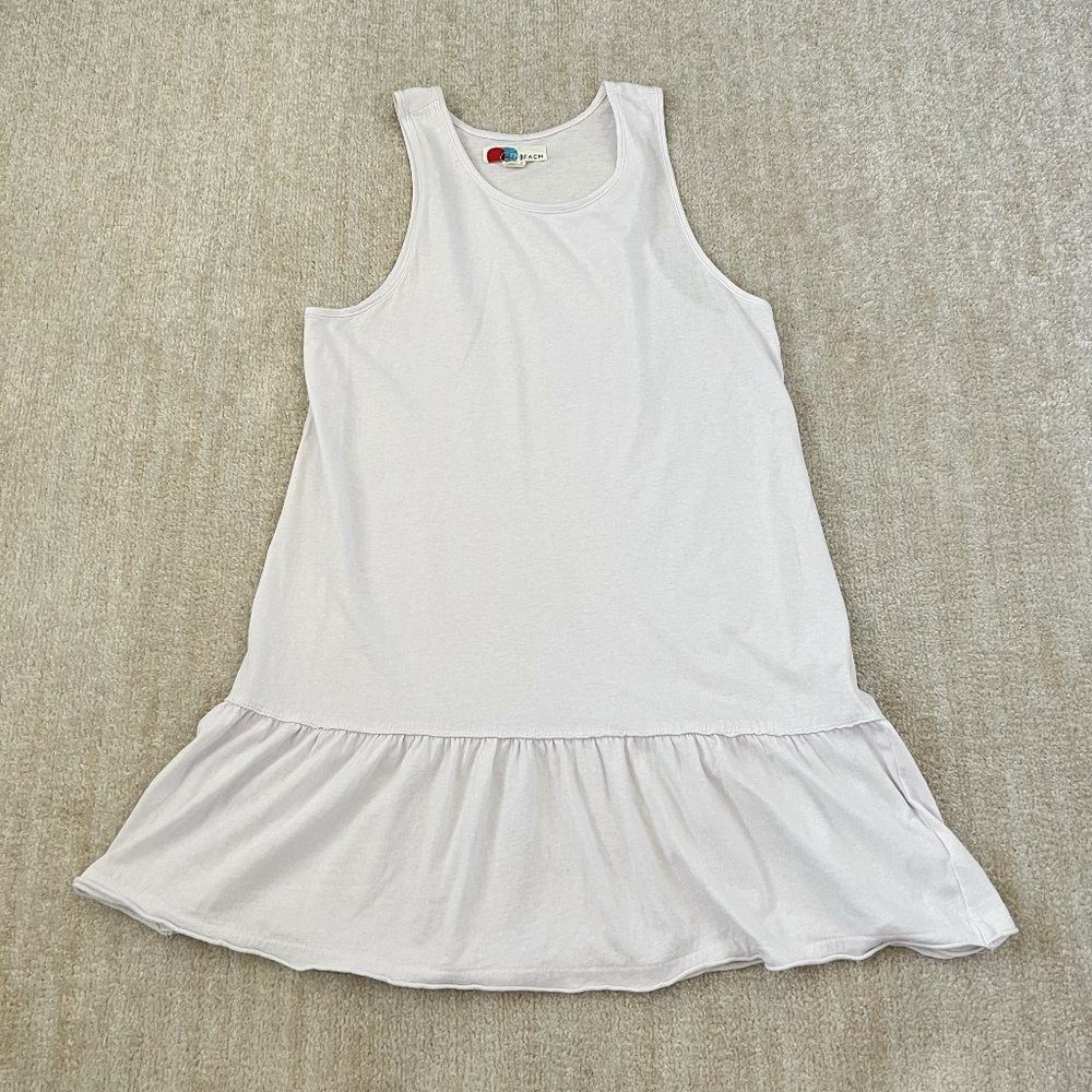 Free People Beach Boho Tank Top Tee Shirt Dress M Ruffle Hem